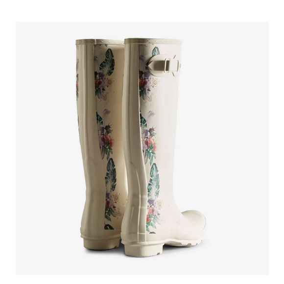 NWOT Hunter Original Limited Edition Tall Botanical Boot Shaded White Rain Boots - Picture 3 of 10